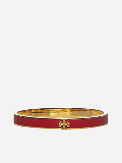 Tory Burch Kira Logo Colored Bangle Bracelet In Gold | ModeSens