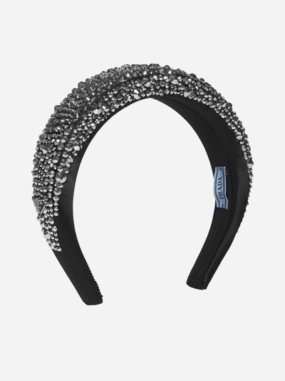 Shop Prada Logo-plaque Crystal-embellished Headband