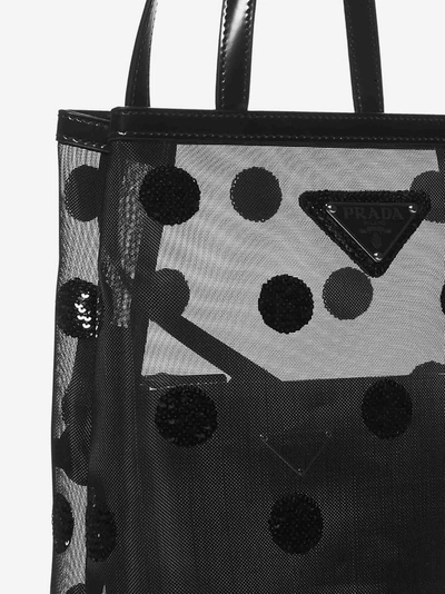 Shop PRADA Small polka-dot mesh tote bag by Oh2t