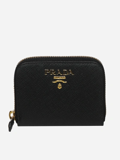 Shop Prada Saffiano Leather Zip Around Mini Wallet