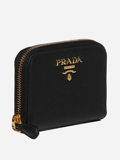 Shop Prada Saffiano Leather Zip Around Mini Wallet