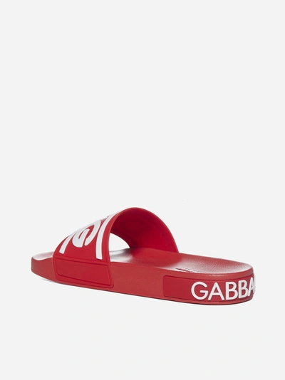 Dolce & Gabbana Portofino Drip Pool Slide Sandals In Red | ModeSens