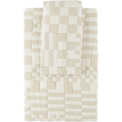 Dusen Dusen Off-white & Beige Check Bedding Set, Full/queen In Check