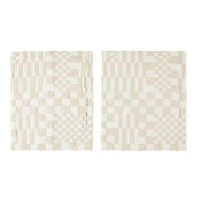 Shop Dusen Dusen Off-white & Beige Check Bedding Set, Full/queen