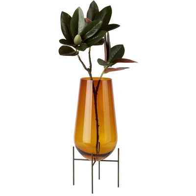 Shop Menu Brown Échasse Vase In Amber Glass / Bronze