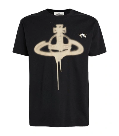 Shop Vivienne Westwood Organic Cotton Graffiti Orb T-shirt In Black
