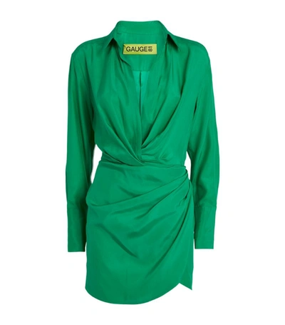 Shop Gauge81 Silk Naha Mini Dress In Green