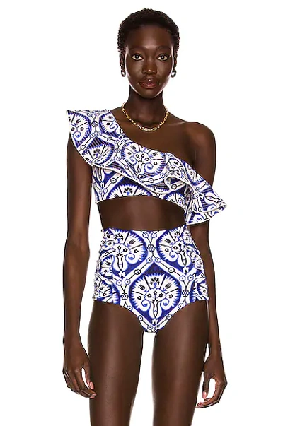 Shop Johanna Ortiz Adriatic Sailing Bikini Top In Shells Persian Blue