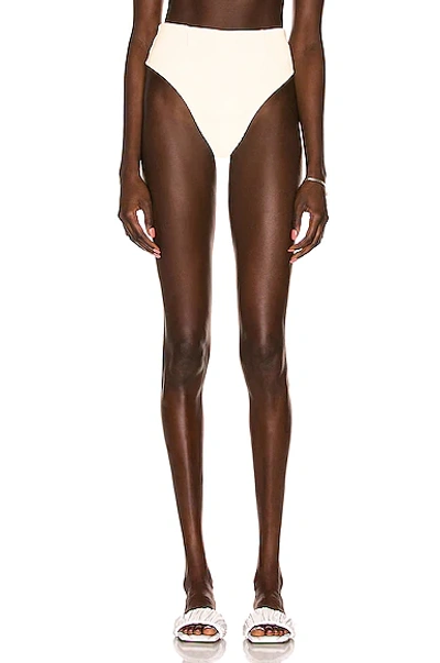 Shop Haight Ribbed Highleg Hotpants Bikini Bottom In White Clay