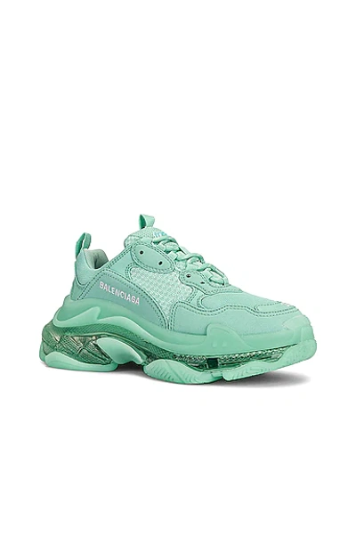 Shop Balenciaga Triple S Clear Sole Sneakers In Mint