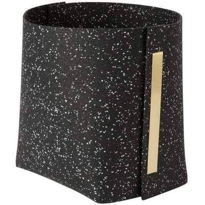 Shop Slash Objects Black Brass Rubber Bin In Speckled Black