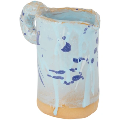 Shop Niko June Blue Ceramic Studio Pitcher In Light Blue Multi