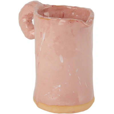 Shop Niko June Pink Ceramic Studio Pitcher In Pink Multi