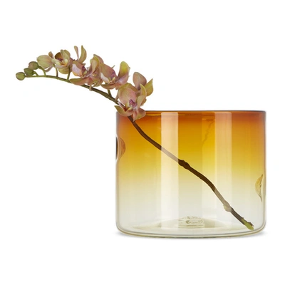 Shop Nate Cotterman Yellow Wide Dimple Vase In Amber