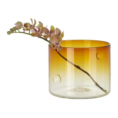 Shop Nate Cotterman Yellow Wide Dimple Vase In Amber