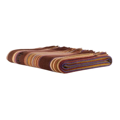 Shop Chloé Burgundy Striped Cashmere Blanket In 69a Multico