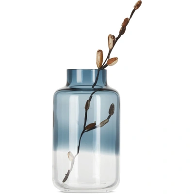 Shop Nude Glass Navy & Transparent Large Magnolia Vase In Steel Blue