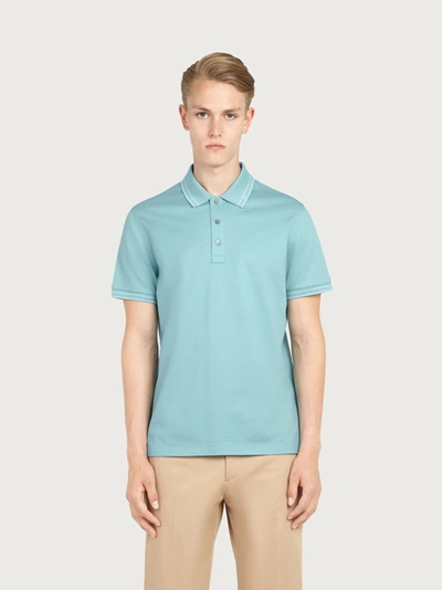 Shop Ferragamo Salvatore  Herren Kurzärmliges Gancini-polohemd In Blau