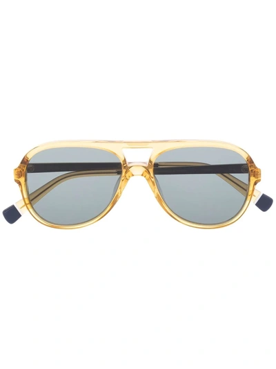 Shop Orlebar Brown Estoril Aviator-frame Sunglasses In Yellow