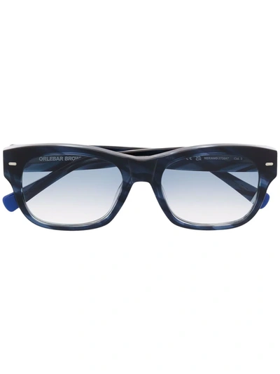 Shop Orlebar Brown Nerano Marbled Sunglasses In Blue