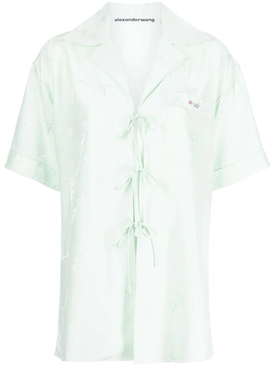 Shop Alexander Wang Jacquard Pajama-style Shirt In Green