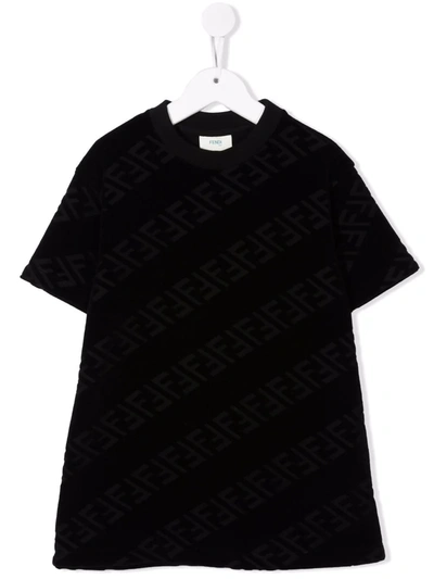 Shop Fendi Tonal Logo-print T-shirt In Black