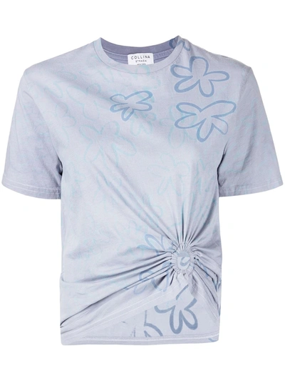 Shop Collina Strada Floral-print Organic Cotton T-shirt In Blue