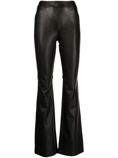 Shop Spanx Faux-leather Four-pocket Flared Trousers In Black