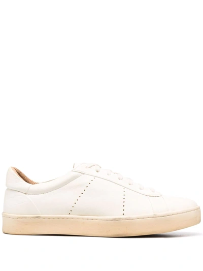 Shop Eleventy Low-top Leather Sneakers In Neutrals