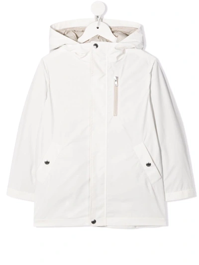 Shop Brunello Cucinelli Zip-up Hooded Coat In White