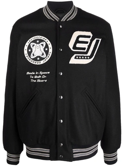 Shop Enterprise Japan Chest Logo-print Bomber Jacket In Black