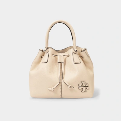 Shop Tory Burch Mcgraw Small Drawstring Bag In White