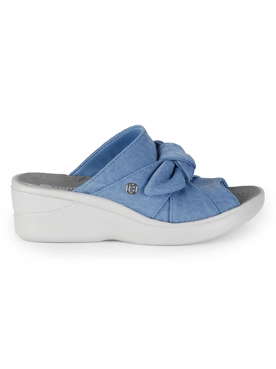Shop Bzees Women's Smile Knotted Wedge Slides In Medium Blue
