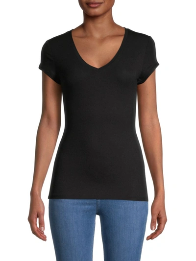 Shop Bcbgmaxazria Women's Liana V-neck T-shirt In Black