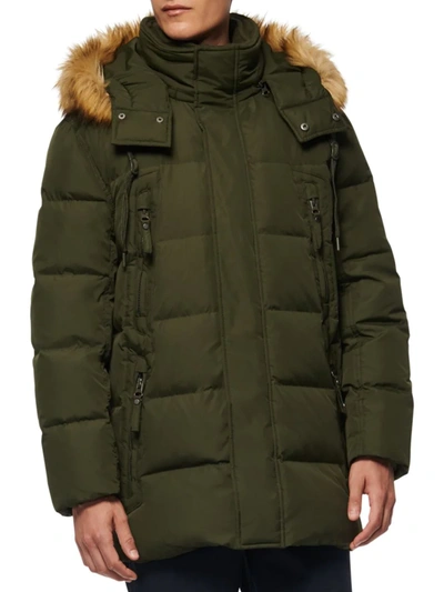 Shop Marc New York Men's Conway Faux-fur Trim Down Parka In Military