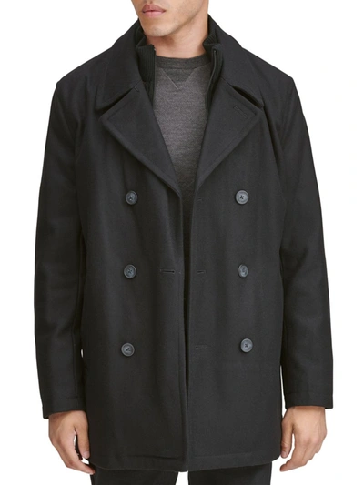 Shop Marc New York Men's Burnett Double-breasted Wool-blend Coat Jacket In Black