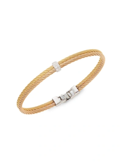Shop Alor Women's 18k Rose Gold & Two-tone Stainless Steel Diamond Rope Bangle Bracelet