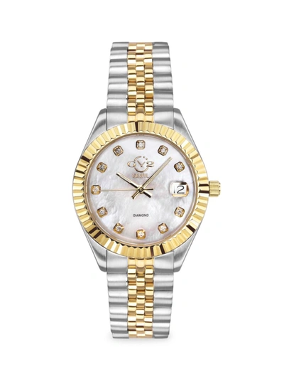 Shop Gv2 Women's Naples Two-tone Stainless Steel, Mother-of-pearl & Diamond Bracelet Watch In Neutral