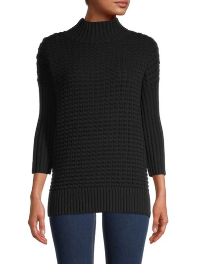 Shop French Connection Women's Mozart Popcorn Knit Sweater In Black