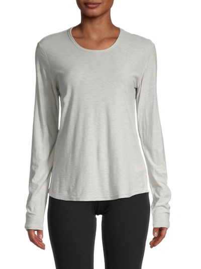 Shop James Perse Long-sleeve Cotton-blend Top In Silver