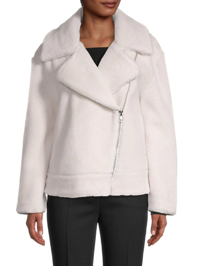 Shop Rebecca Minkoff Women's Brutus Faux Fur Jacket In Ecru