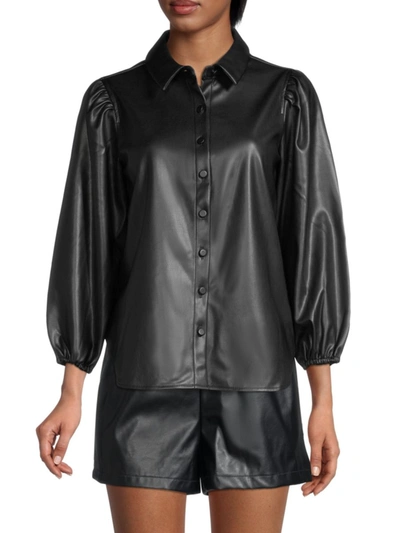 Shop Bcbgeneration Women's Faux Leather Shirt In Black