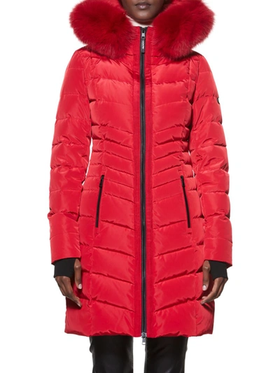 Ookpik Women's Axel Fox Fur-trim Hooded Puffer Coat In Red | ModeSens