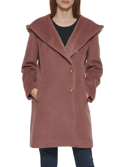Shop Cole Haan Women's Wool-blend Asymmetrical Hooded Coat In Peony