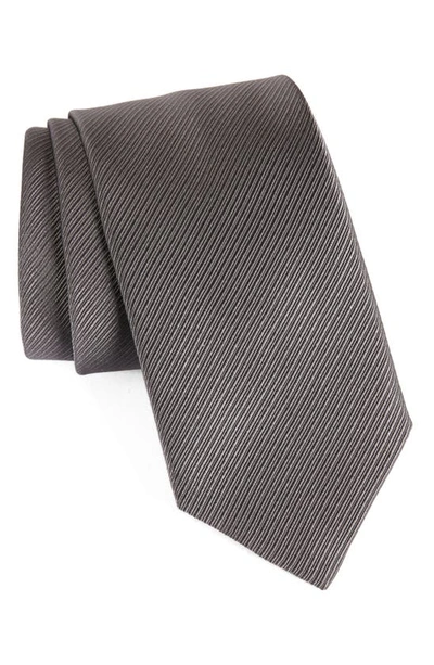Shop David Donahue Stripe Silk Tie In Charcoal