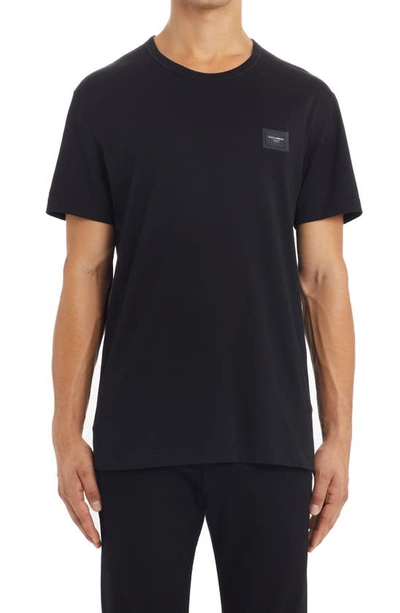 Shop Dolce & Gabbana Logo Patch Cotton T-shirt In Nero