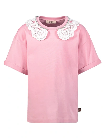 Shop N°21 Kids T-shirt For Girls In Fuchsia