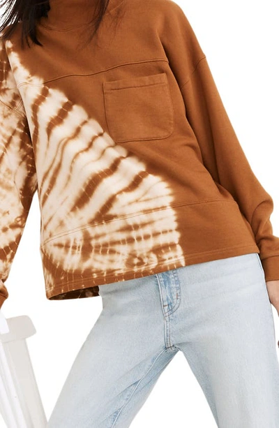 Madewell Tie Dye Resourced Cotton Mock Neck Sweatshirt In Brown | ModeSens
