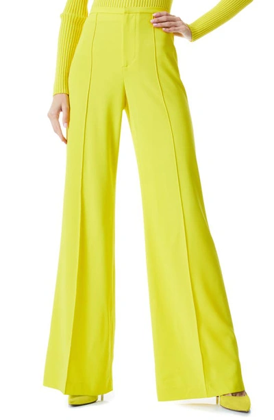 Shop Alice And Olivia Dylan High Waist Wide Leg Pants In Sunflower