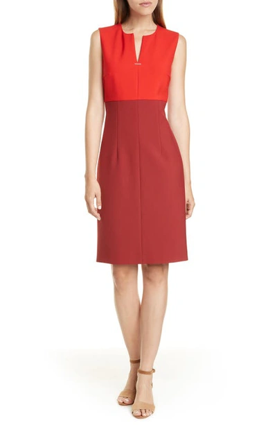 Shop Hugo Boss Daedalus Sheath Dress In Ruby